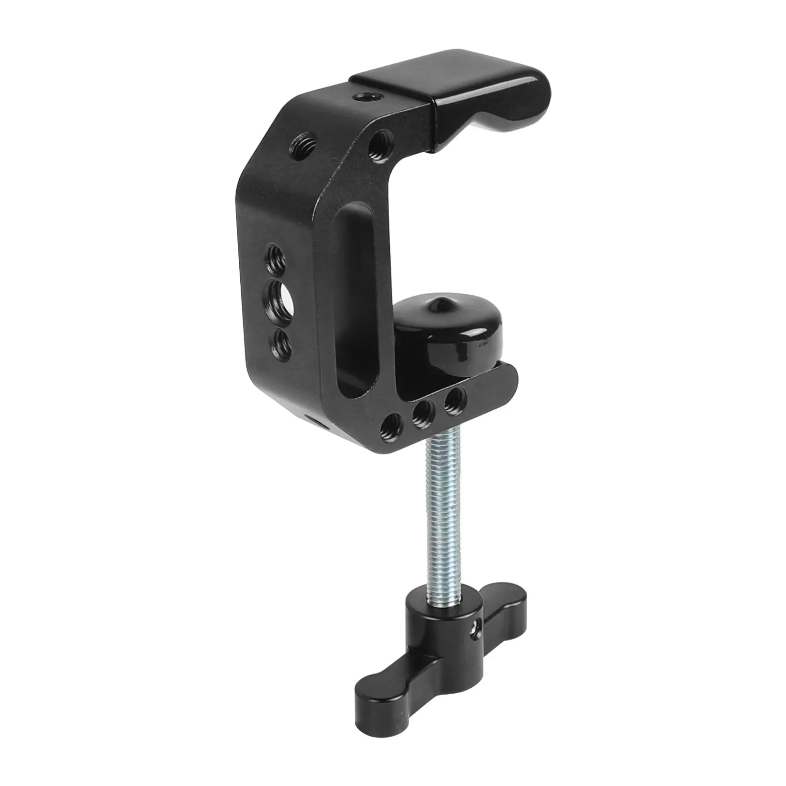 Kayulin T-handle C Clamp Universal C-Clamp Aluminum Support Clamp Desktop Mount Holder Stand with 1/4"&3/8" Thread Black