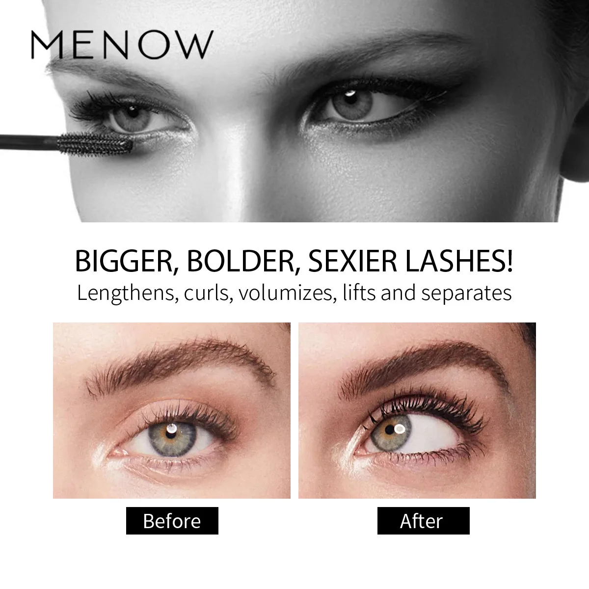 Menow Miele M319 Mascara 3D Waterdichte Verlenging Curling Niet Gemakkelijk Te Smudge Dichtbevolkte Enten Langdurige