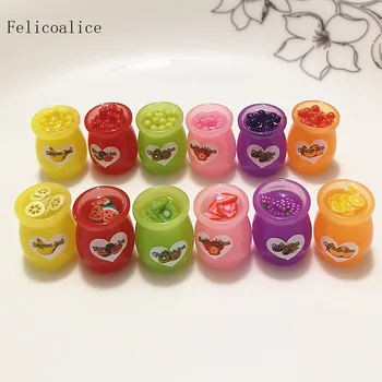 Abalorio de limo de 6 piezas, fabricación de cuentas de limo, fruta, caramelo, mermelada, Caviar, comida de casa de muñecas, plastilina, manualidades de álbum de recortes DIY