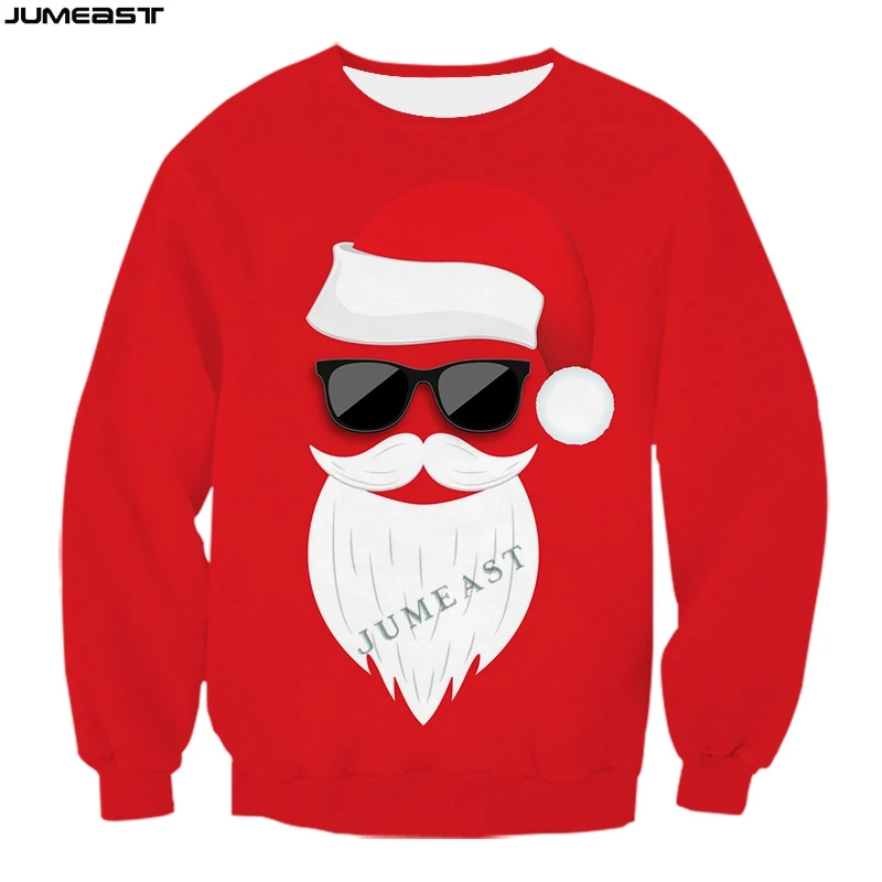 Jumeast Men Women Sweatshirt Merry Christmas Santa Claus Oversized Harajuku Long Sleeve T Shirt Spring Autumn Pullover Tops Tees