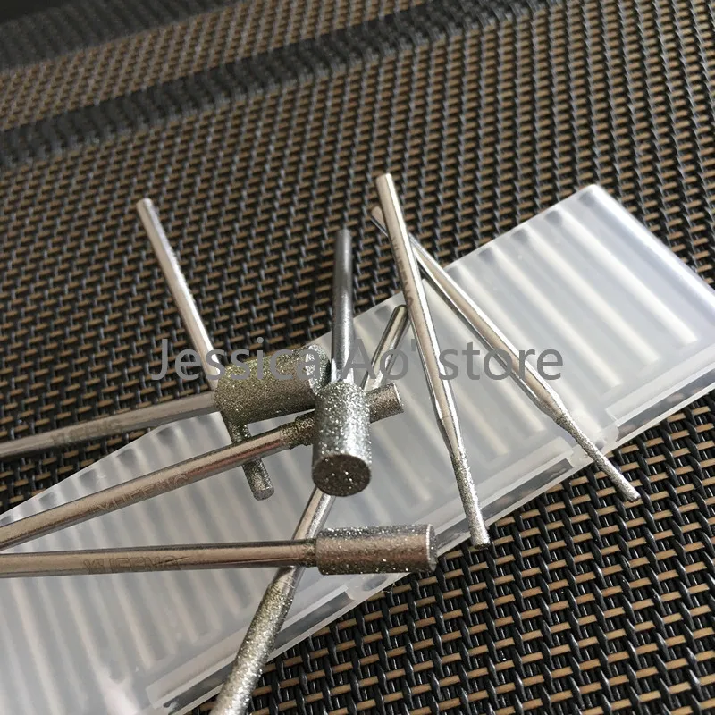 32pcs 1-6mm 2.35mm cilindro con codolo diamante punte per rettifica pietra intaglio taglierine strumenti di giada Peeling lucidatura testa di macinazione