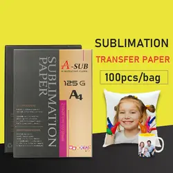 125g 100sheets Sublimation Paper For Polyester T-shirt Cushion Fabrics Phone Case Printing Design Modal T-shirt Baking Cup Paper