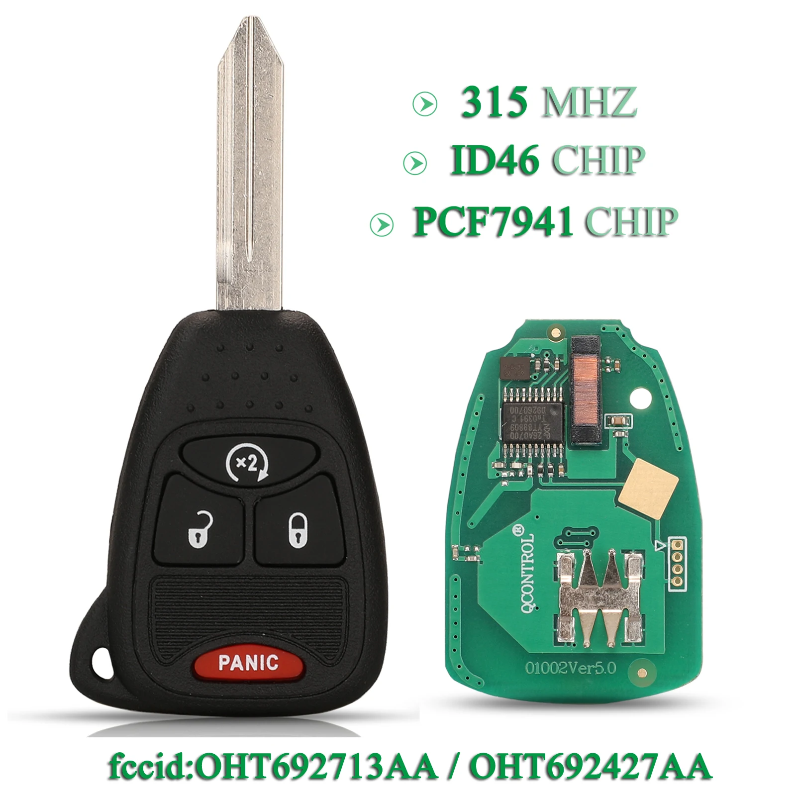 Jingyuqin 3 + 1 guziki do Jeep Cherokee Commander Grand Liberty Wrangler Fob 315Mhz ID46 PCF7941 Chip zdalne wymiana klucza samochodowe