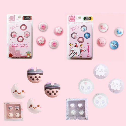 Imagen 1 del producto Glitter Ghost Pink Sakura Thumb Stick Grip Cap Joycon cubierta para Nintendo Switch Oled NS Lite Joy-con controlador Thumbstick Case