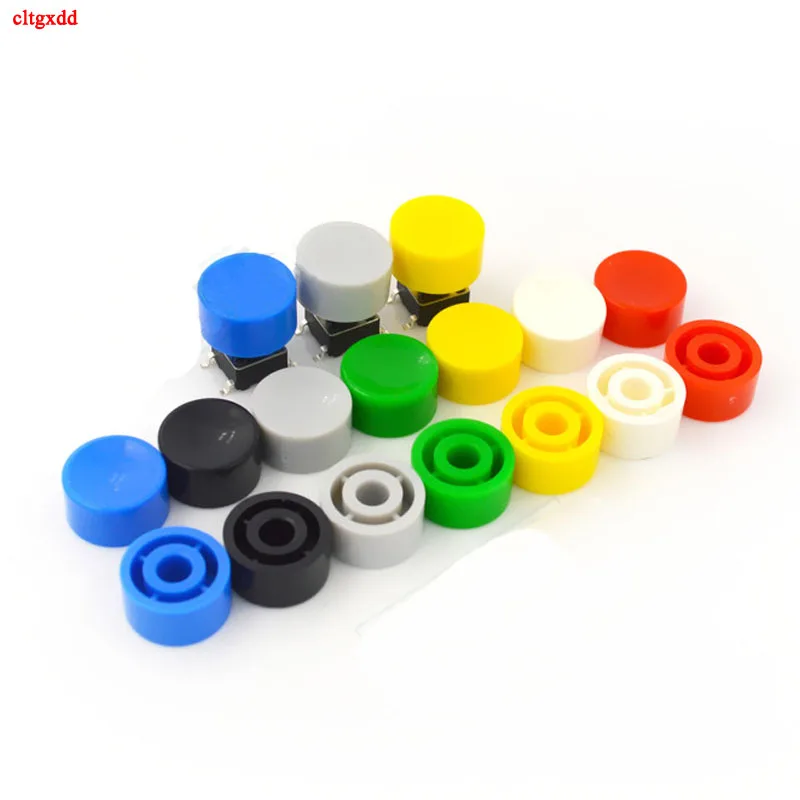 20 PCS A17 Plastic Tactile Switch Button Caps Push Key Caps Multicolor Concave 5.3*10mm for 6 * 6 Round Tact Switch 6x6mm