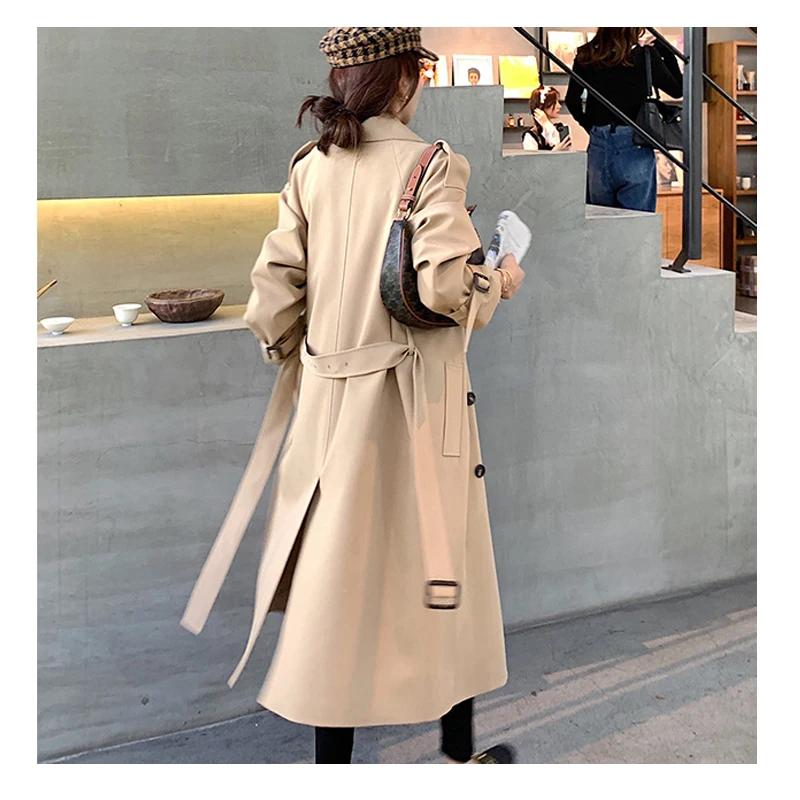 

Autumn Women's Trench Coat Pop Long Sleeve Top Solid Split Casual Trench Korean Women Clothes Loose Elegant Jacket Coat Female