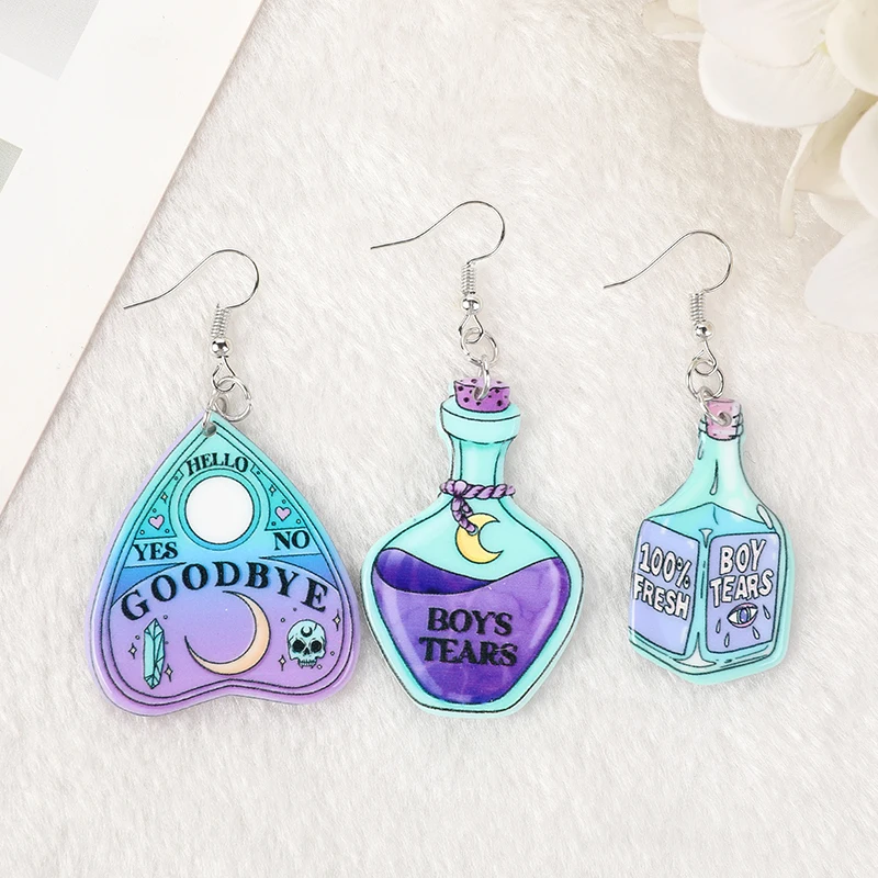 1 Pair Fashion Pastel Goth Ouija Boys Tears Dangle Earrings for Women Birthday Gift Lovely Jewelry