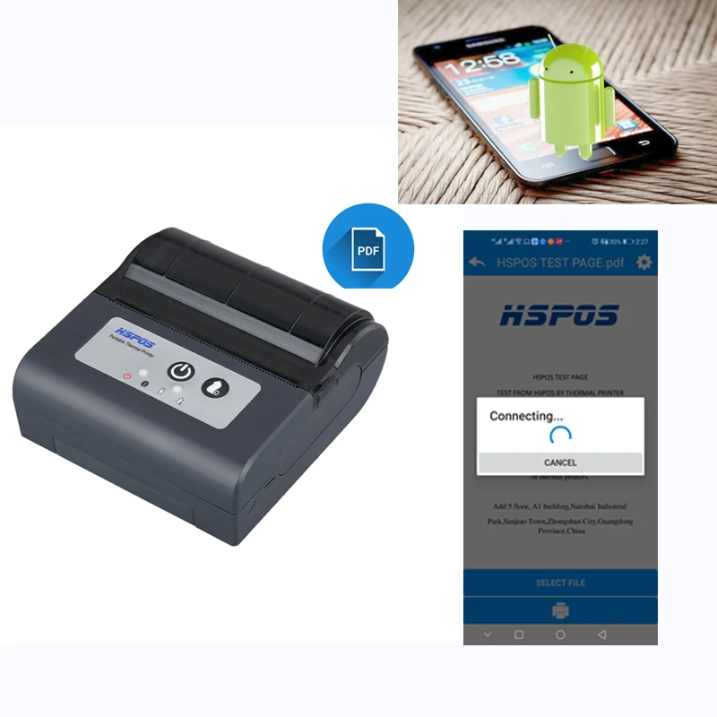 80MM Bluetooth Portable Mobile Receipt Printer Support to Print PDF Files HS-88AI