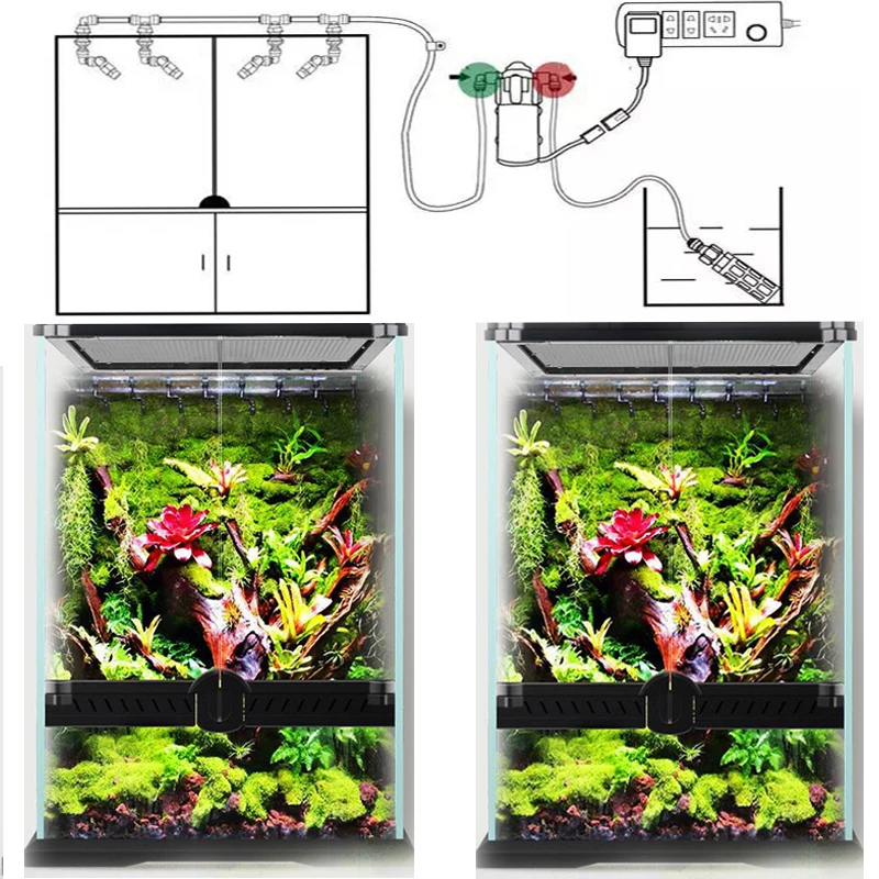 Aquarium Humidify Reptile Rain Forest Aquarium Rainmaker Fogger Humidity Manual Mist System Kit