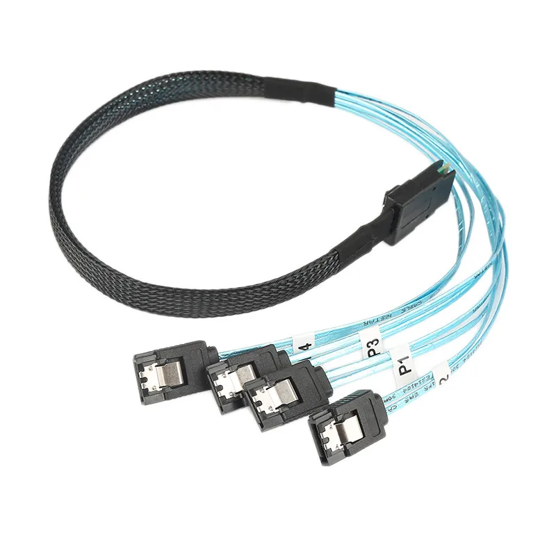 Cabo sas sata mini-sas SFF-8087 para 4 cabo sata mini sas 4i sff8087 36p para 4 cabo sata 7p 12gbps 50cm dados de disco rígido 0.5m 1m