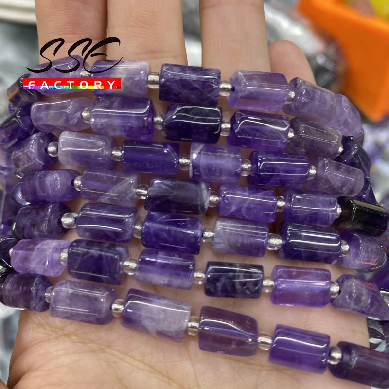 8x11mm Natural Faceted Purple Amethysts Stone Beads Cylinder Spacer Beads DIY Bracelet Accessories For Jewelry Making 15