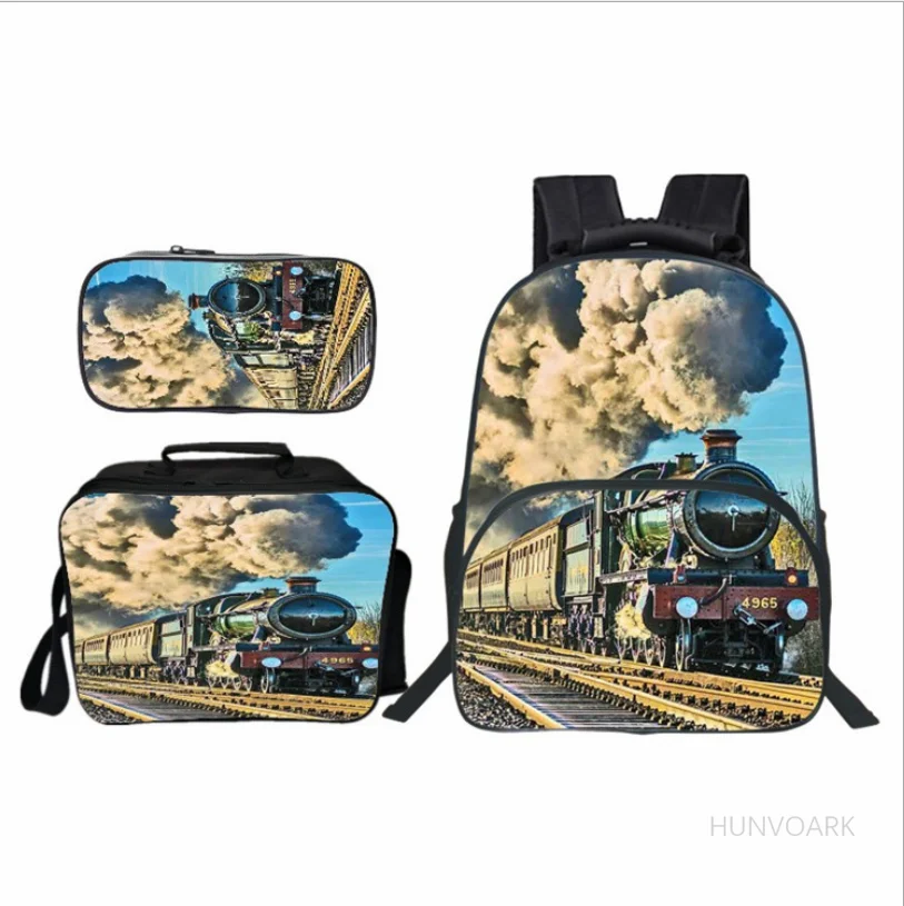 Cute Steam Locomotive / Train pattern school bags backpack children backpack for train kid kindergarten bag boys canvas bookbag