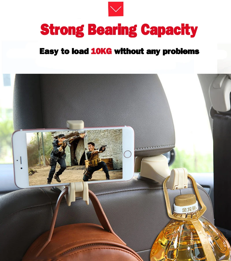 CHE03 سيارة متعددة الوظائف حامل هاتف المحمول هوك سيارة الإبداعية الخلفي مسند الرأس هوك قفل السيارة نوع حامل هاتف المحمول