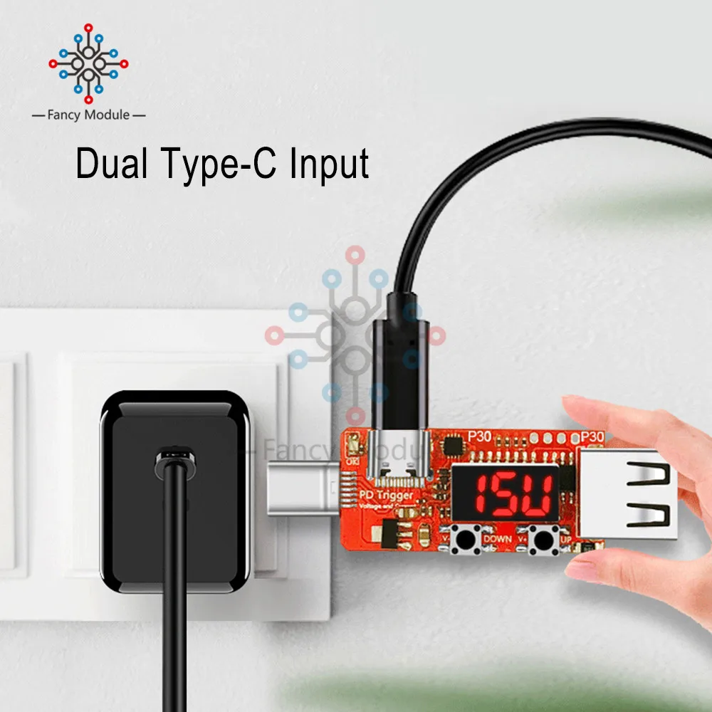 Type-C PD2.0 PD3.0 Electrical Scam Power Trigger LED Digital USB Detector Tester 5V-20V Voltmeter Ammeter