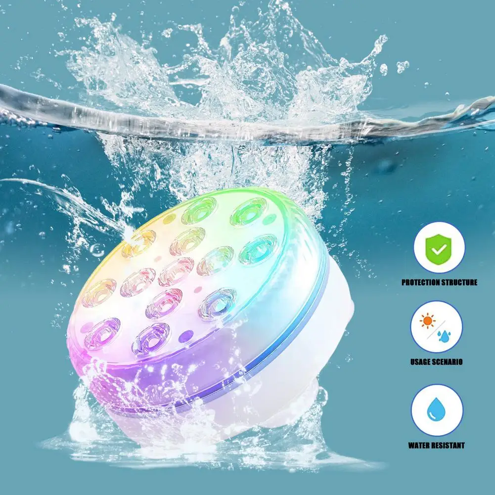13led luz de mergulho 16-color controle remoto piscina lâmpadas à prova dwaterproof água luzes festivas com 4 copos de sucção ímã