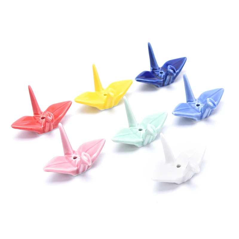 1/2Pcs Cute Chopsticks Holders Ceramic Panda Rabbit Paper Cranes Shaped Miniatures Spoon Fork Holder Stand Chopsticks Rest