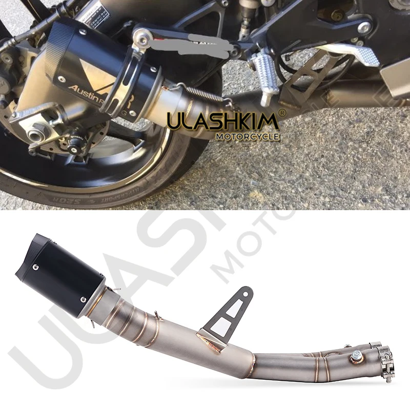 EXHAUST For Yamaha YZF R1 YZR-R1 Contact Middle Link Pipe 2015 2016 2017  Motorcycle Full Carbon Fiber Exhaust System Slip On