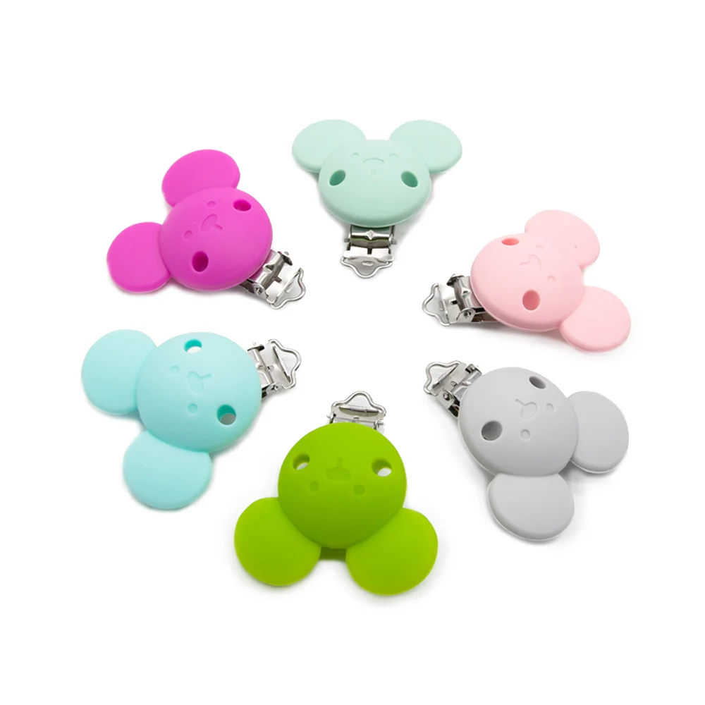 Cute-Idea Silicone Clip 1pc Mouse Cartoon Animals Accessories Pacifier Chain Handmade Jewelry Teether Product Toy Teething