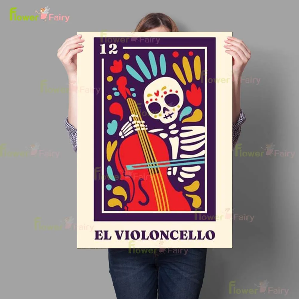 Mexican Skeleton Mexico LA DAMA Nordic Poster Wall Art Canvas Painting Day of the Dead Wall Pictures For Living Room Unframed