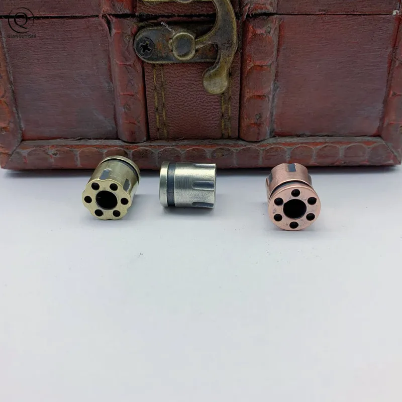 DIY Brass Knife Beads Revolver Magnum Bullet Magazine Shape Paracord Umbrella Rope Outdoor EDC Bead Keychain Lanyard Accessories