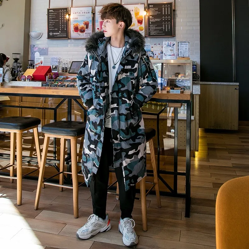 ฤดูหนาว Camo เสื้อผู้ชายแฟชั่น Casual ทหารทหารเสื้อคลุมยาว Hooded JACKET Man Streetwear หลวมผ้าฝ้ายชายเสื้อผ้า Parka