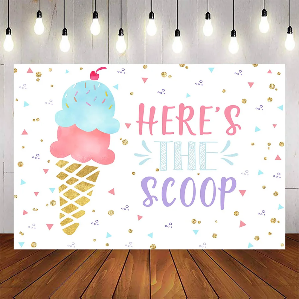 

Ice Cream Birthday Backdrop Here's The Scoop Photo Background Girls Princess Birthday Party Decorations Cake Table Banner