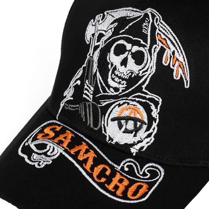 Fashion Unisex Baseball Caps SOA Sons Of Anarchy Skull Embroidery Snapback Men Women Motorcycle Racing Sports Trucker Hat EP0054