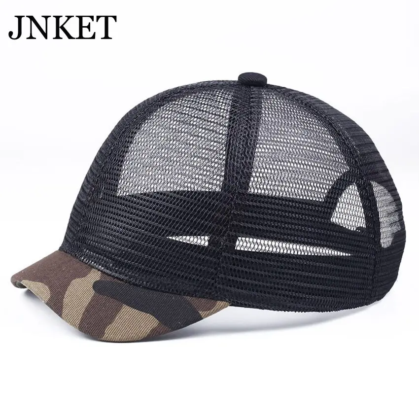 JNKET New Unisex Short Visor Baseball Cap Hip Hop Caps Breathable Baseball Hats Mesh Cap Snapback Hat Gorras Casquette