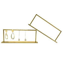 Metall Ohrring Zeigen Stand Gold Farbe Luxus Schmuck Ring Halter Rack-Home Frauen Schreibtisch Decaration Veranstalter Regal