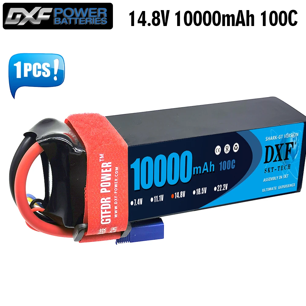 

DXF 4S Lipo Battery 14.8V 10000mAh 100C 200C Deans/T XT90 EC5 for RC 1/8 1/10 Car Truck Tank Models XXMAX 8S Arrama