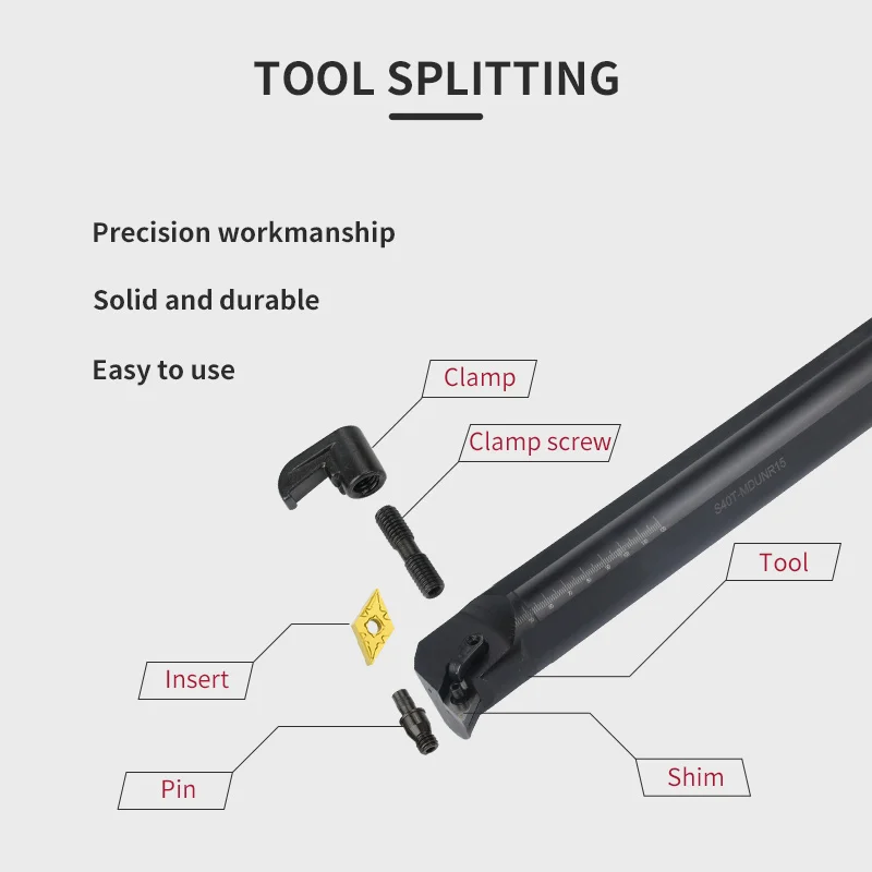 1pc S20R-MDUNR11 S20R-MDUNR15 S25S-MDUNR15 Internal Turning Tool Holder DNMG15 Carbide Inserts Lathe Bar CNC Cutting Tools Set