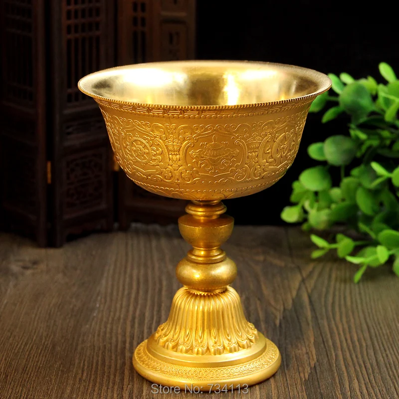 Worship Buddha lamp Prayer Alloy Golden color Candle Holder Buddhist Supplies for The Buddha Light Candel Holder 1pcs big size