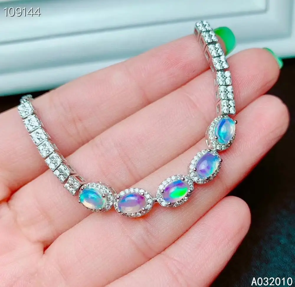 

KJJEAXCMY Fine Jewelry 925 Sterling Silver inlaid opal women hand bracelet elegant support detection