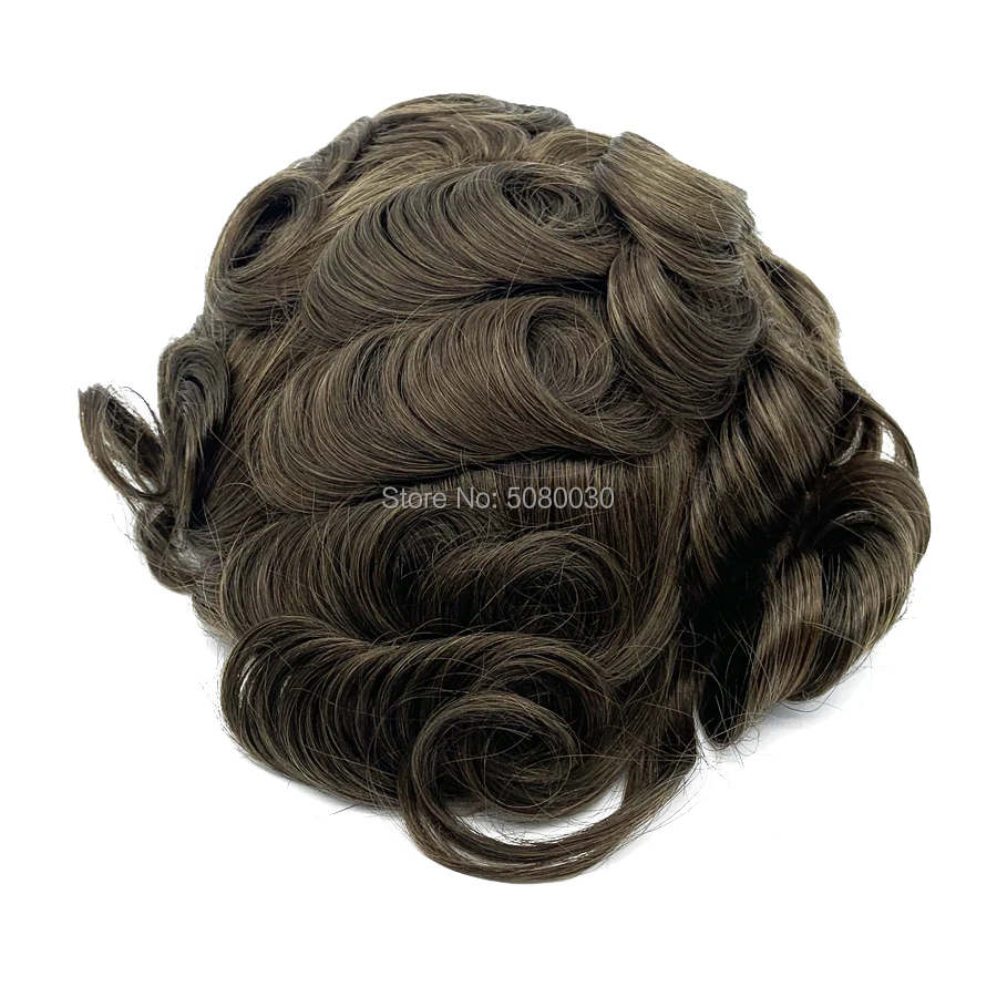 Natural Hairline Single Knot Wave Hair Men Toupee Hair Pieces Human Hair