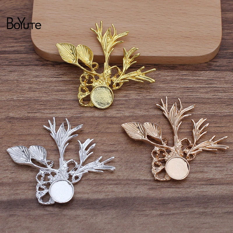 BoYuTe (10 Pieces/Lot) 46*54MM Metal Alloy Leaf Branch Base Factory Direct Supply Handmade DIY Jewelry Accessories