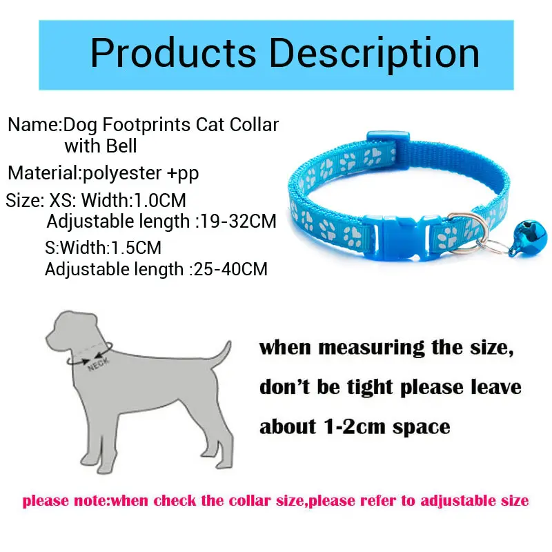 Pet Cat Collar with Bell Goats Necklace Dog Accessories Puppy Collier Chats Perro Supplies Footprint for teddy kitten Leash