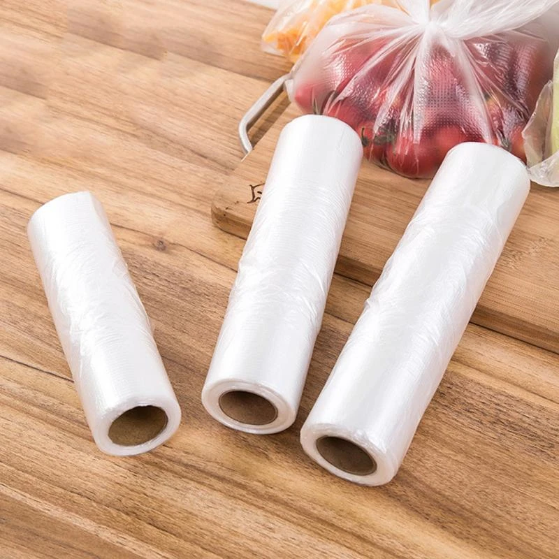 100Pcs/Set Vest-Style Food Preservation Bag Household Food Bag with Roll Bag Disposable Thickened Hand Tear Bag 42cmx35cm