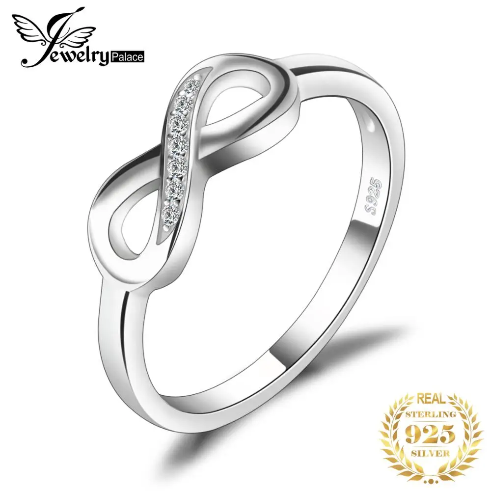 JewelpopPalace-Bague en argent regardé 925 pour femme et fille, anneau empilable, motif nœud d'amour, cubique, contre-indiqué