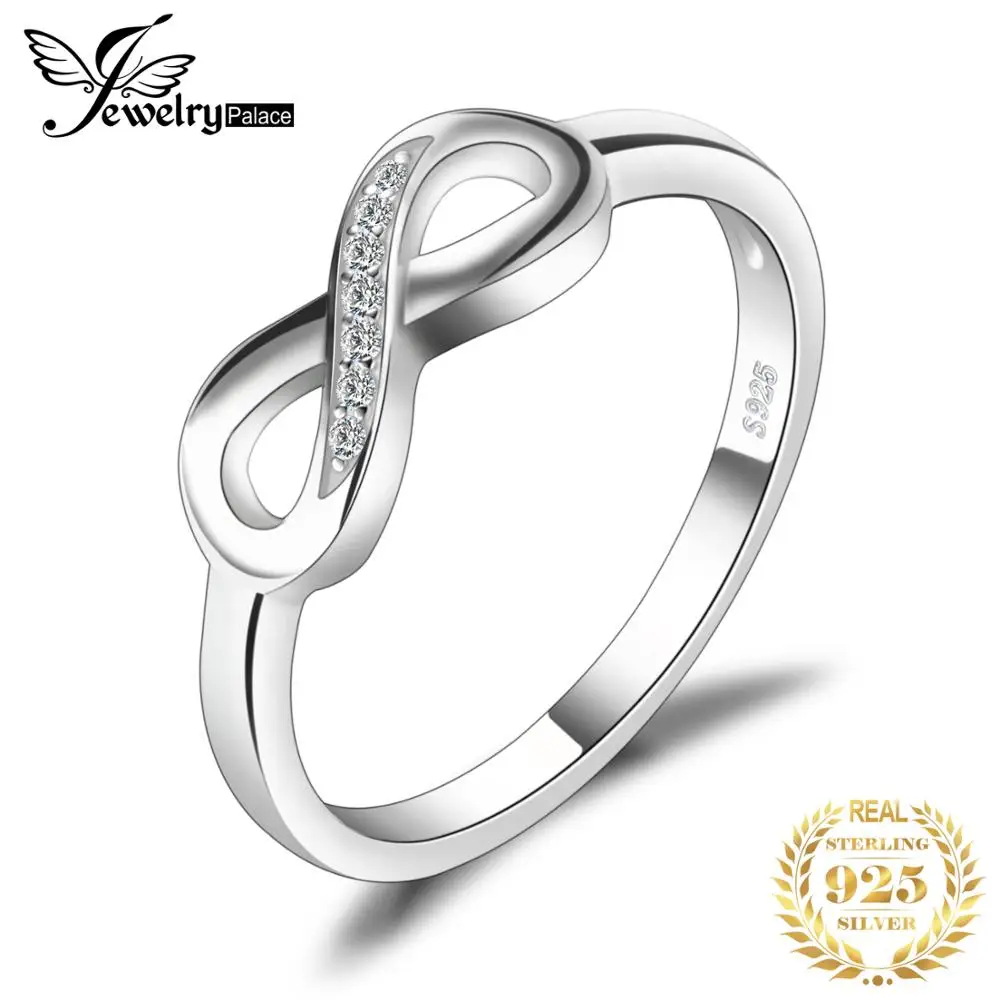 JewelryPalace Infinity Knot Love 925 srebro cyrkonia sztaplowany pierścionek dla kobiet dziewczyna