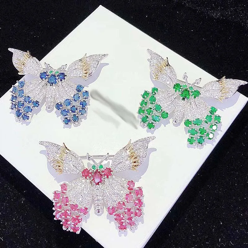 

37x37mm Women's High Quality Butterfly Brooch CZ-inlaid ,Fashion Style For Woman Christmas Gift 1 Pair