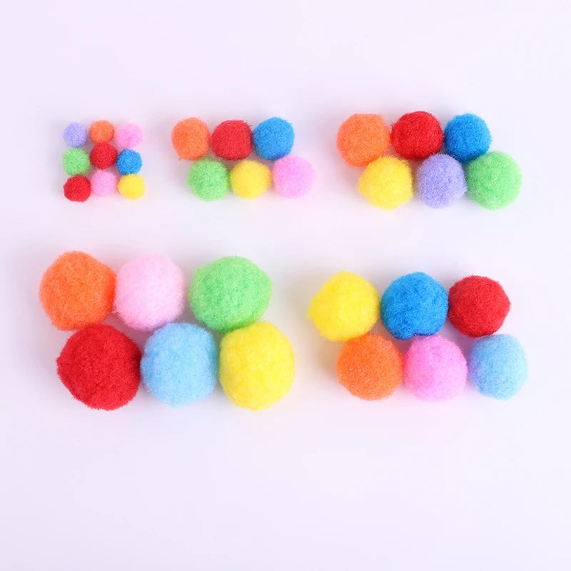 350pcs/lof Mixed 1~3CM Fluffy Colorful Hair Ball Jewelry Hair Fur Pompoms Creative Toys Apparel Handmade DIY Decor Accessories