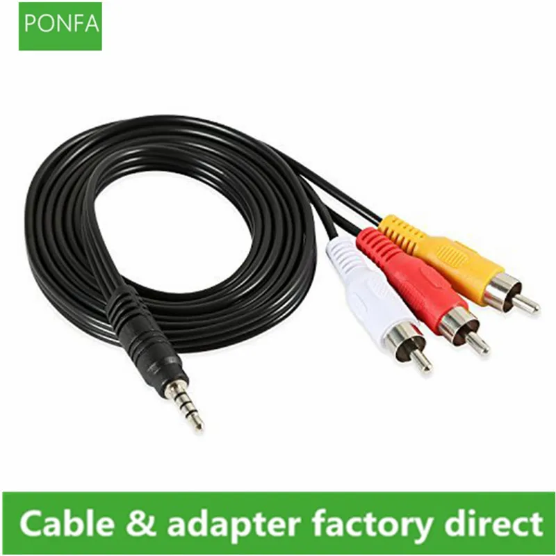 Jack 3.5 mm Male To 3 RCA Male Audio Video AV Cable 3RCA AV Cable For TV Box DVD CD Computer Sound Speaker Car 1.5M