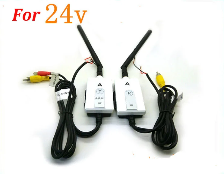 NEW 2.4G Wireless Color RCA Video Transmitter and Receiver For 24V truck Vehicle Car Rear view Monitor DVD to Reverse Camera