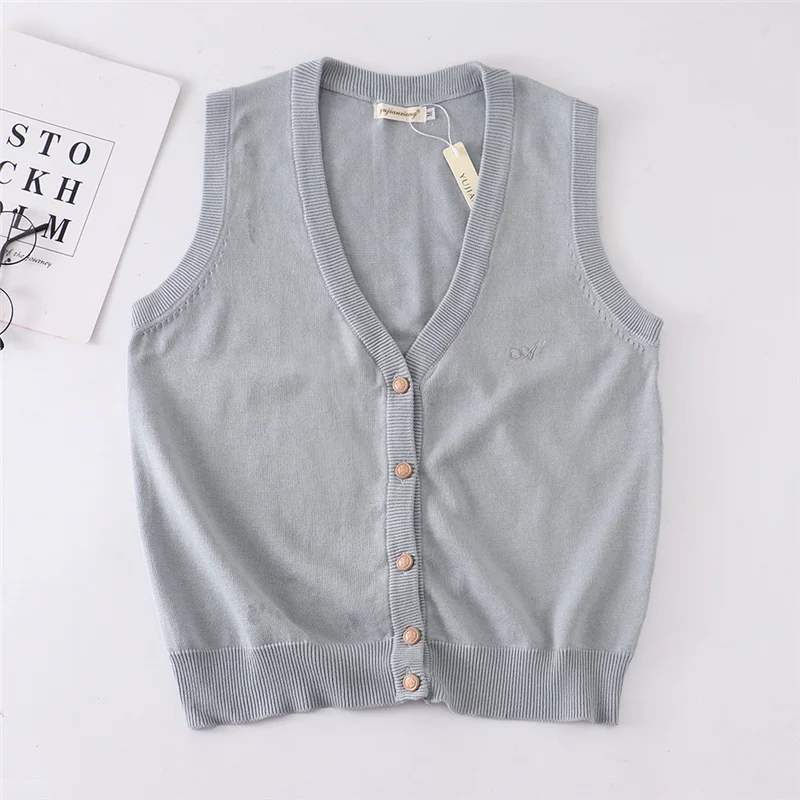 Nhật Bản Học JK Đồng Nhất Áo Len Dệt Kim Vest Đầm Nữ Không Tay Áo Khoác Cho Bé Gái Mùa Đông Anime Áo Vest Cardigan Áo Khoác Nữ