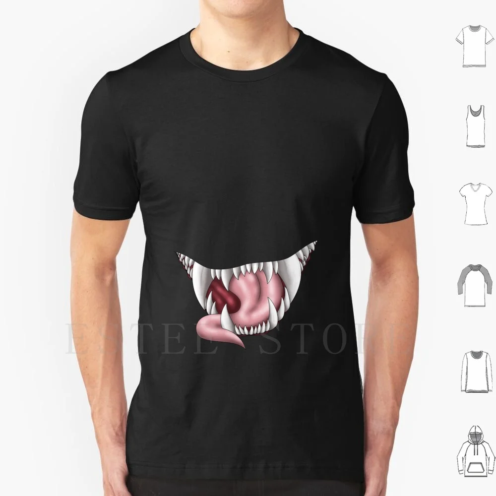 Mimic Maws ( White ) T Shirt DIY Big Size 100% Cotton Teeth Mouth Maw Tooth Fangs Fang Vore Carnivore Jaws Jaw Mimic Sharp