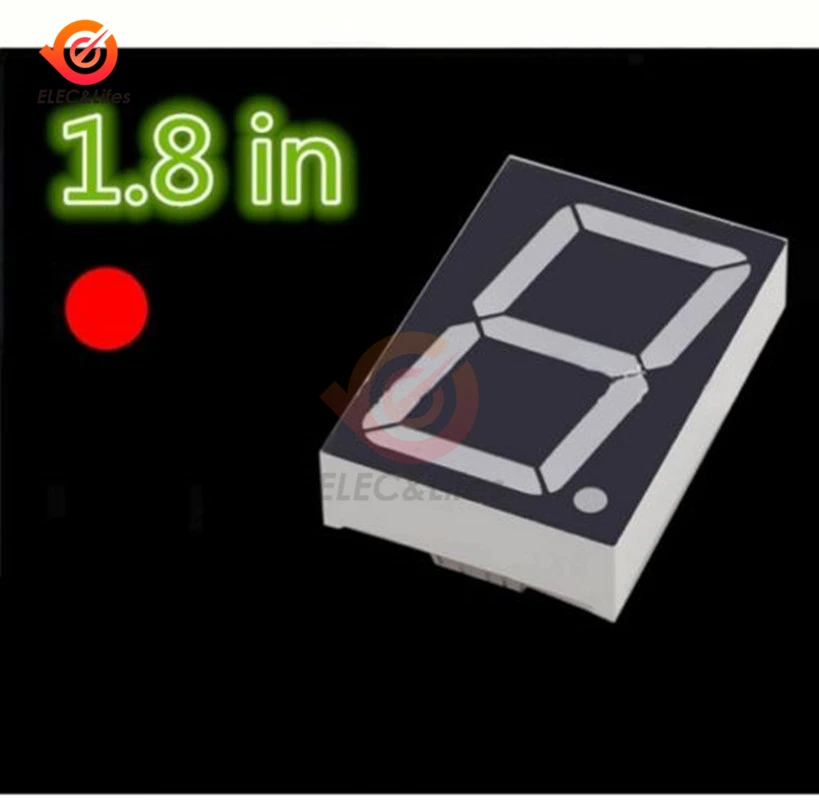 18101AS 1.8 Inch LED Display 7 Segment 1-Digit Digital Tube Red Common Cathode