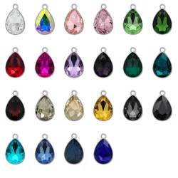 10pcs 10X14MM Waterdrop Charms Pendants Claw Drill Glass Rhinestones Charms For Bracelet Earrings Jewelry Making Accessories