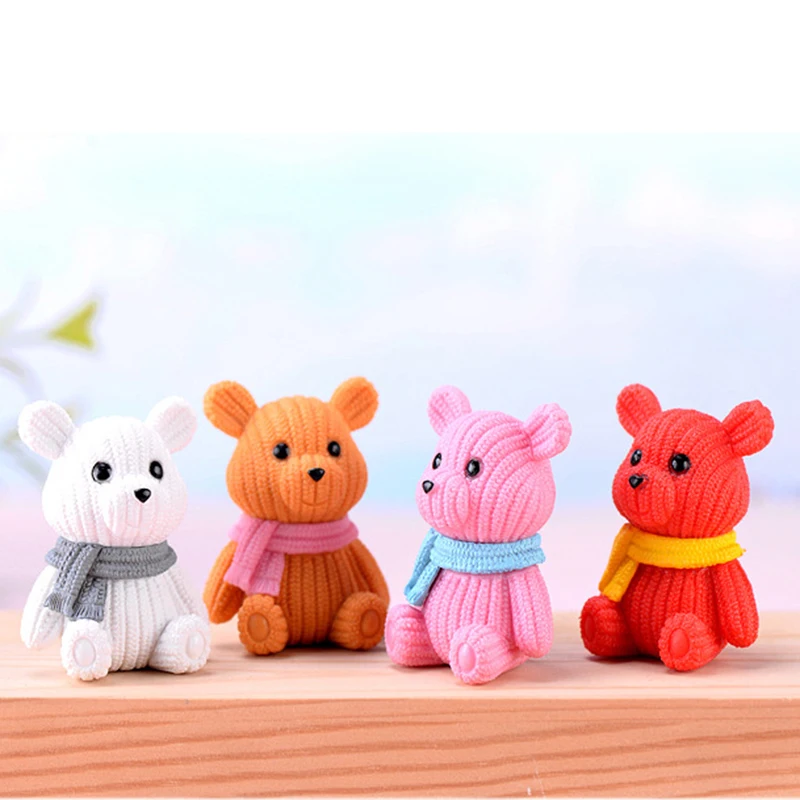 1Pcs Popular Plastic Teddy Bear Miniature Fairy Garden Easter Animal Figurines Party Gift Home Decoration Accessories image 3