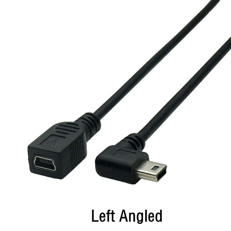 Przewód USB Mini 5Pin wtyk męski na żeńskie gniazdo rozszerzenie Adapter danych kabel przewodzący prawe lewe nawet kąt nachylenia 90 stopni przewód