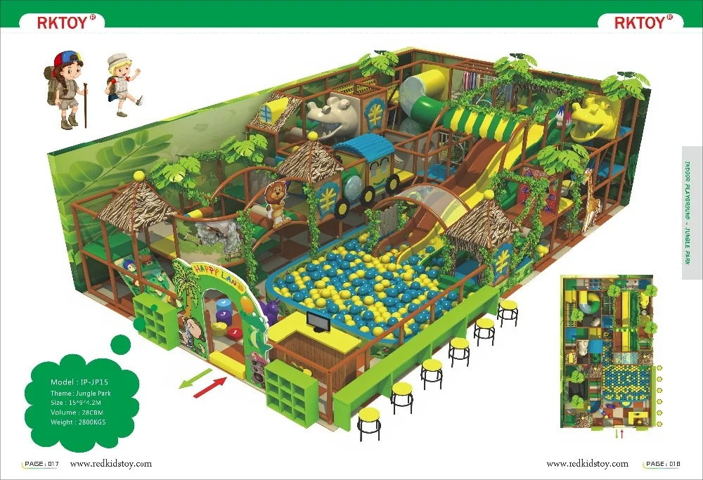 CE Approved Premium Quality Jungle Themed Multi-functional Playground With Big Pool Pit IP-JP15